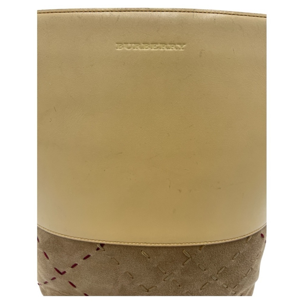 BURBERRY LONDON BEIGE TONAL STITCH COLOR BLOCK LEATHER SHOULDER BAG PURSE - Picture 13 of 14